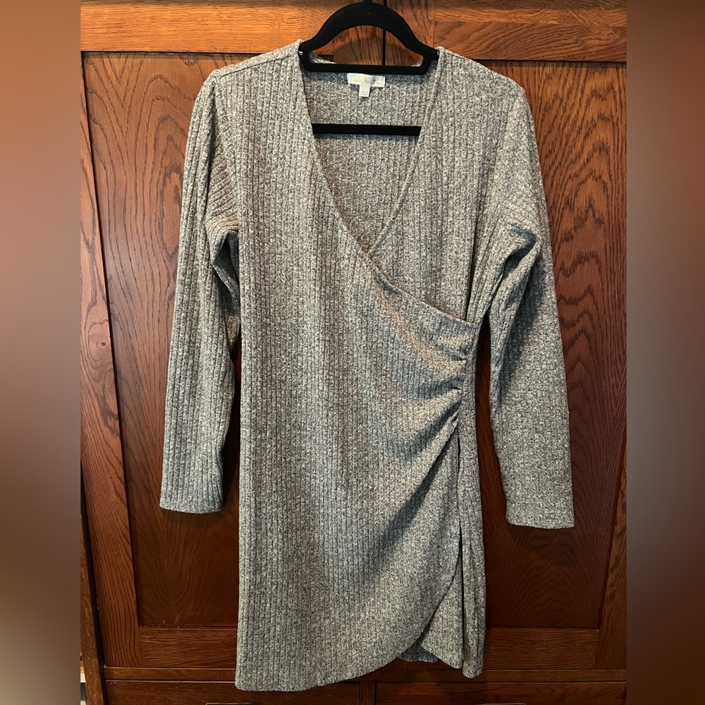 Nine Britton Gray Ruched Wrap Dress